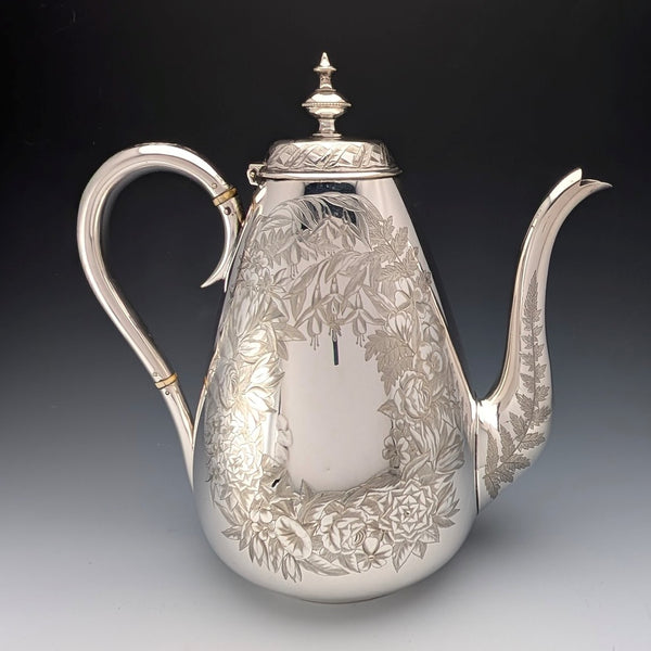Circa 1885 British antique silver plate coffee pot Mappin Brothers